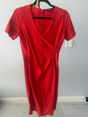 Lands' End Red V-Neck Midi Dress